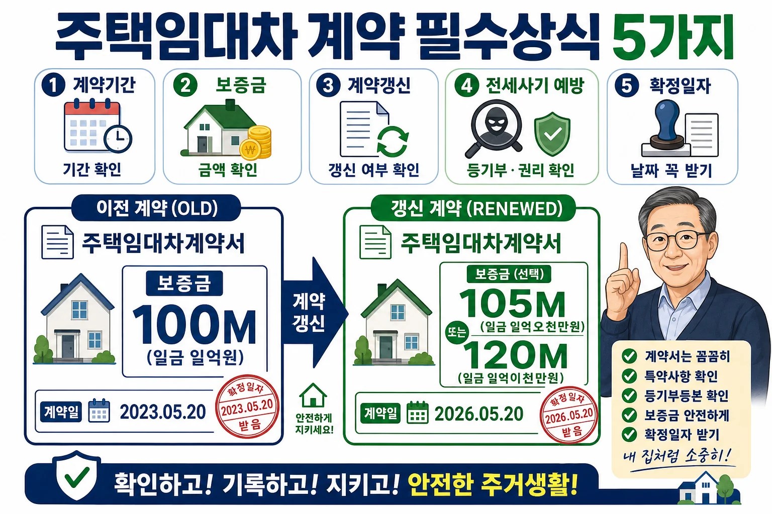 보증금 증액 시 새 확정일자를 받는 모습을 도식화한 이미지