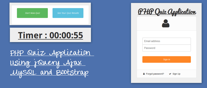 PHP Quiz Application Using jQuery Ajax MySQL and Bootstrap