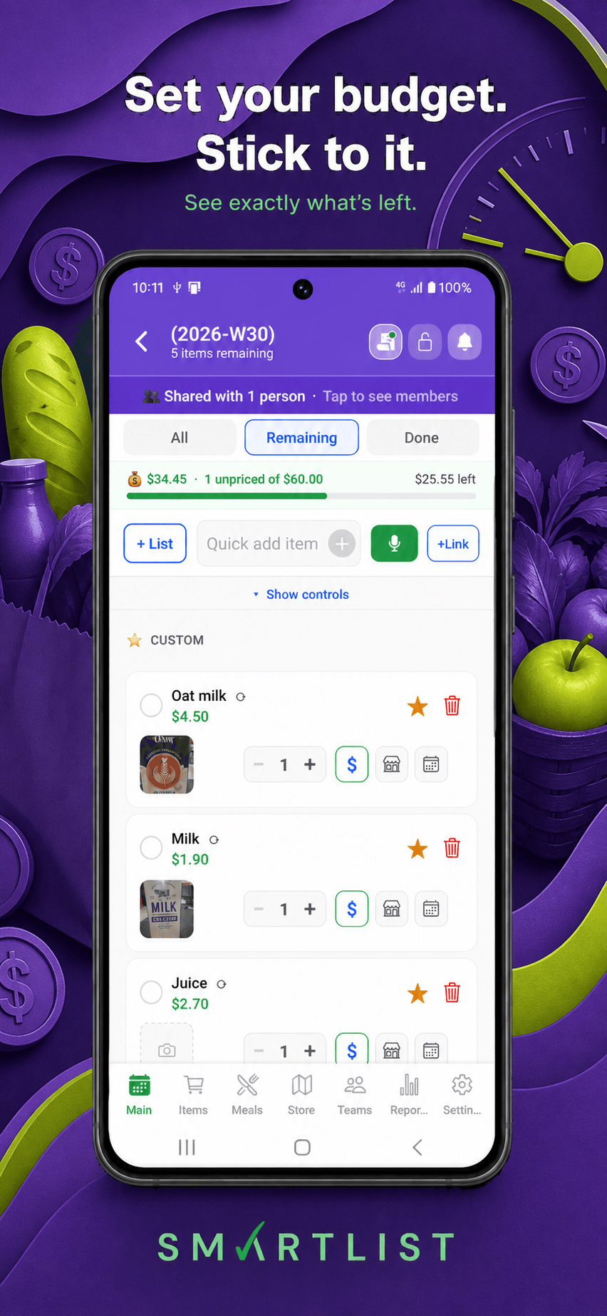 SmartList — A weekly budget that keeps up