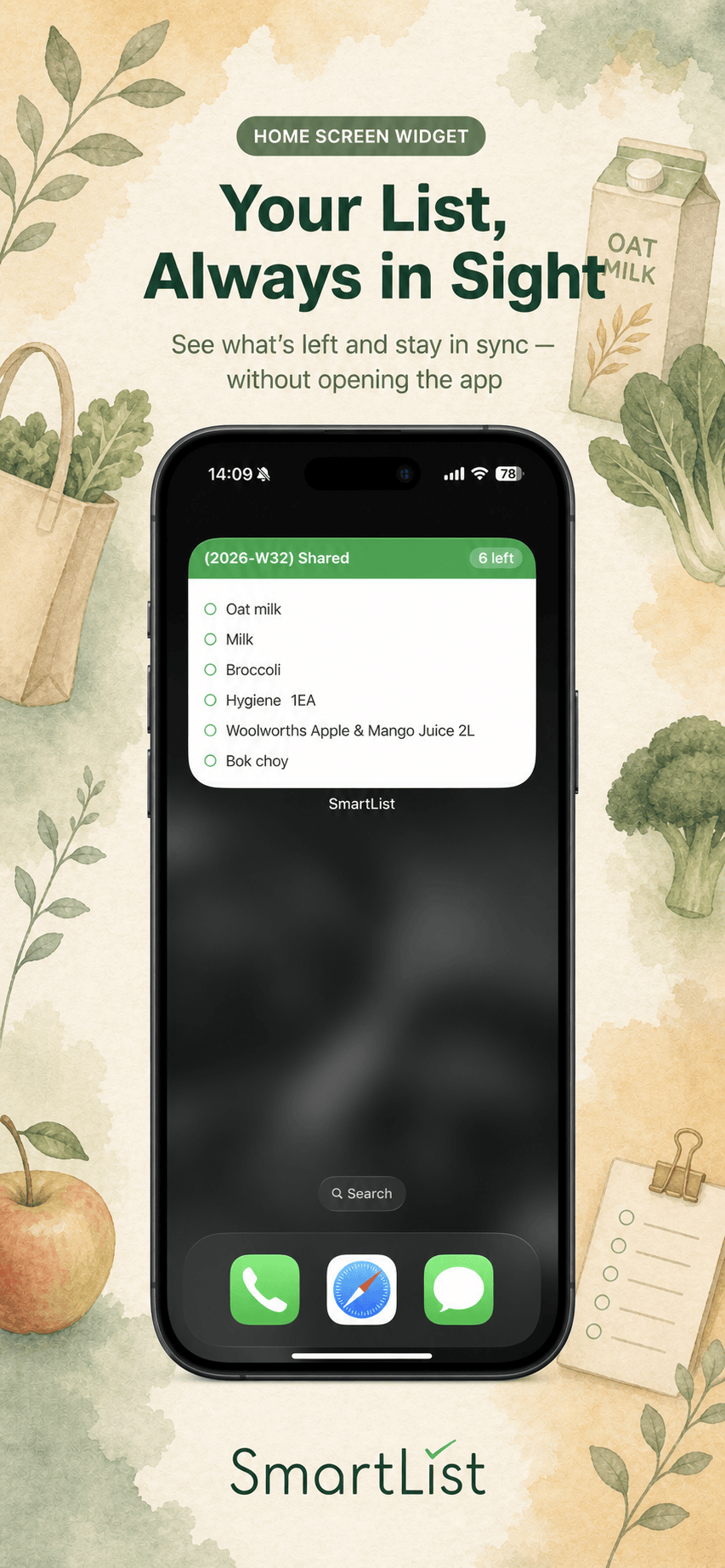 SmartList - widget screen