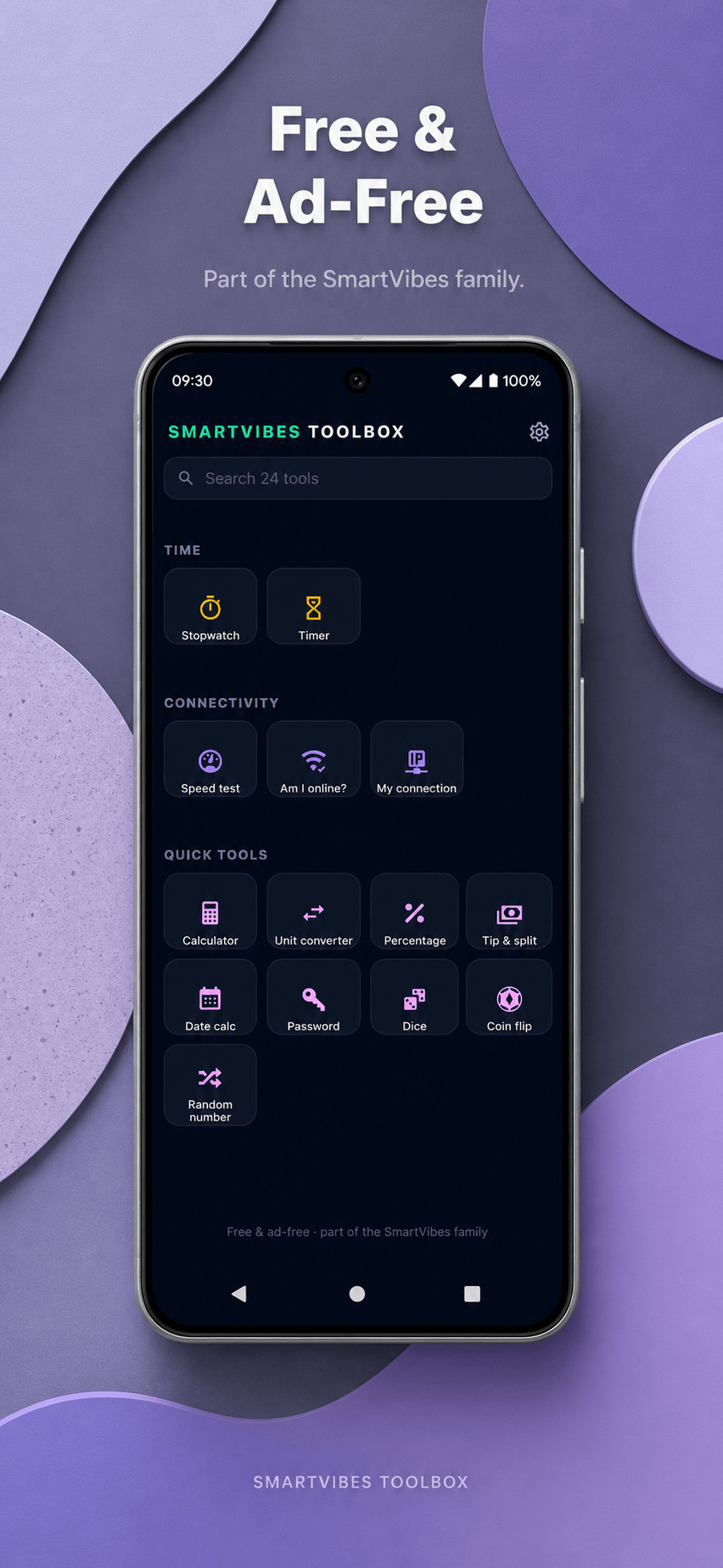 SmartVibes Toolbox Android - free and ad-free screen