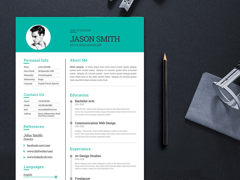 Free Modern and Clean CV Template for Job Seeker