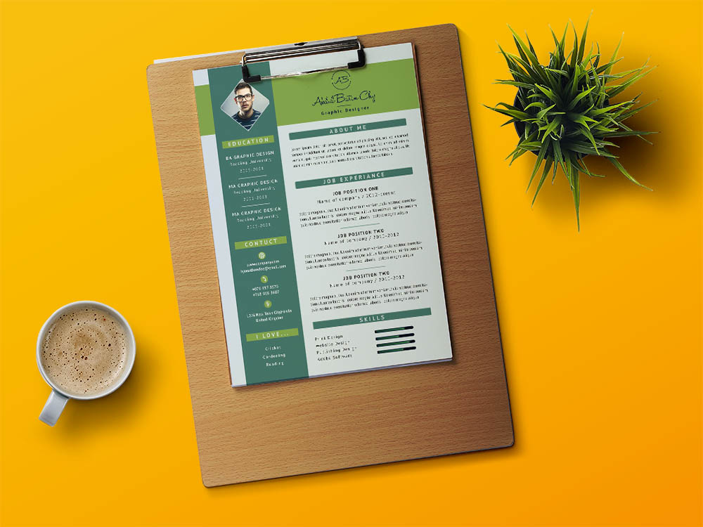 Free Creative Designer CV Template in PSD File Format