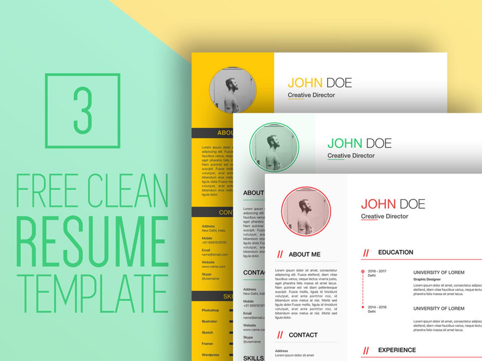 Free Clean Sketch CV/Resume Template for Job Seeker