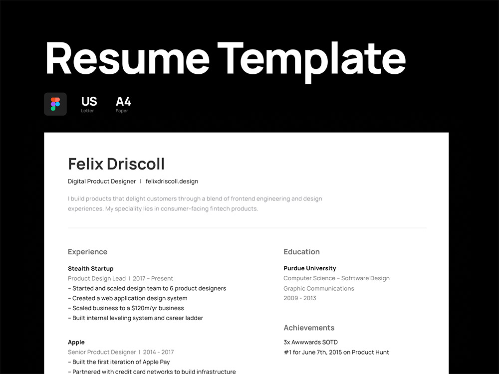 Free Simple Figma Resume Template