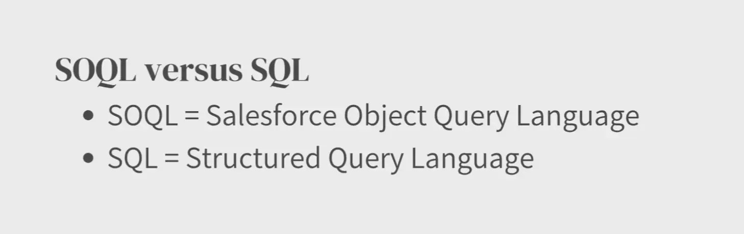 SOQL versus SQL