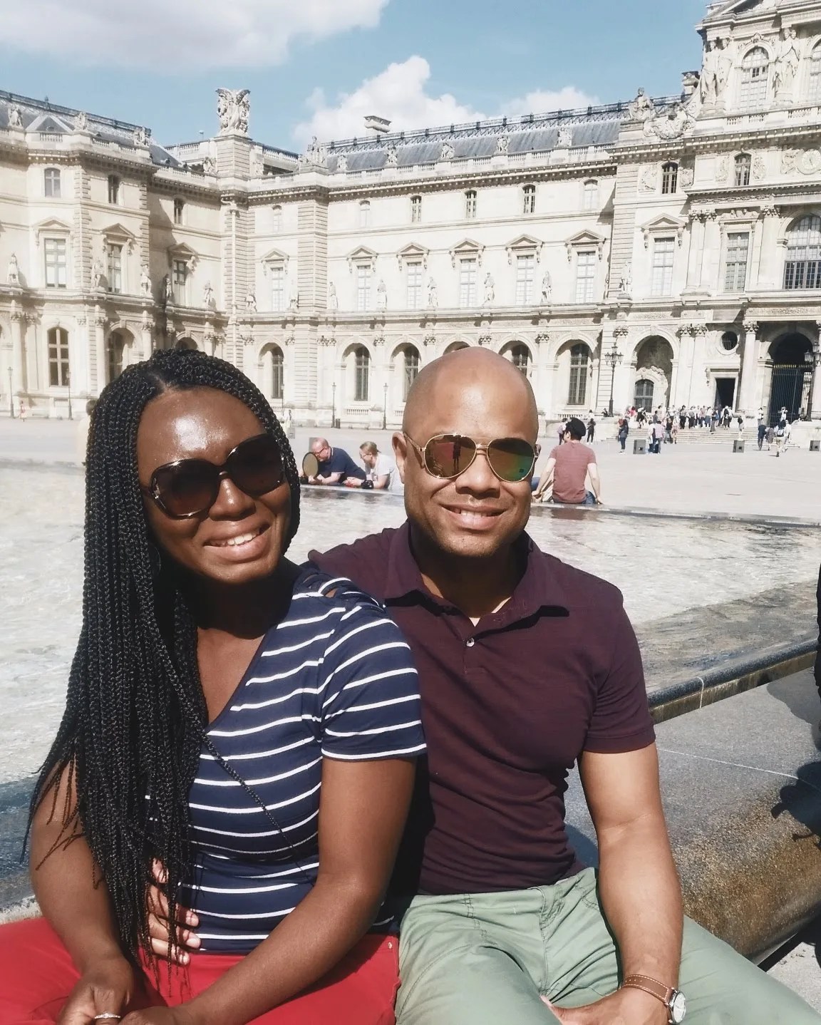 In the courtyard of the Louvre