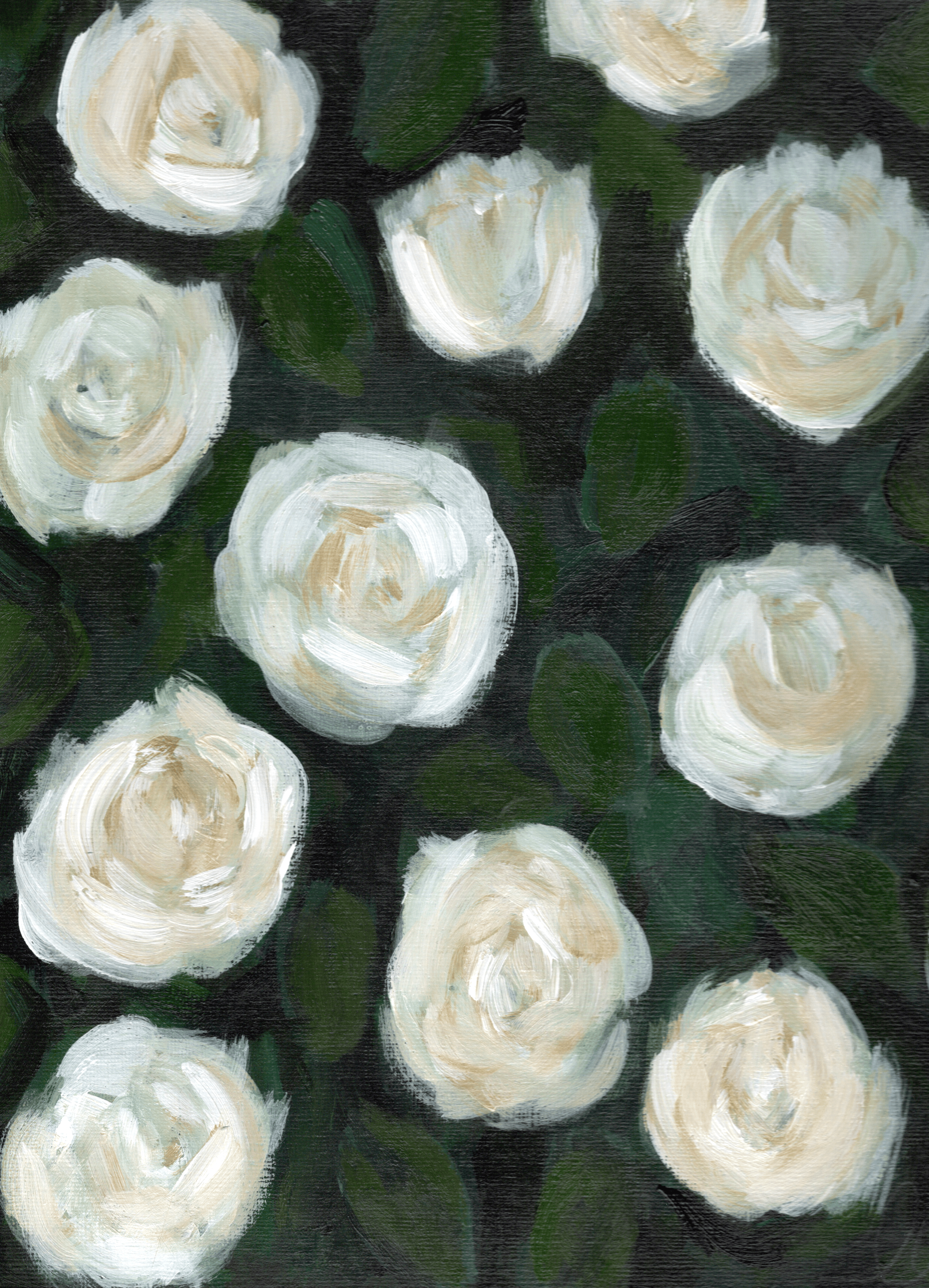 White Roses-canvas paper