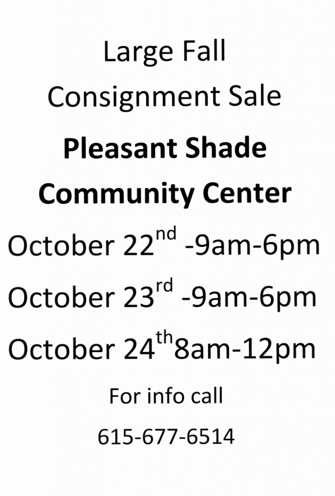 Pleasant Shade Fall Consignment Sale Smith County Insider