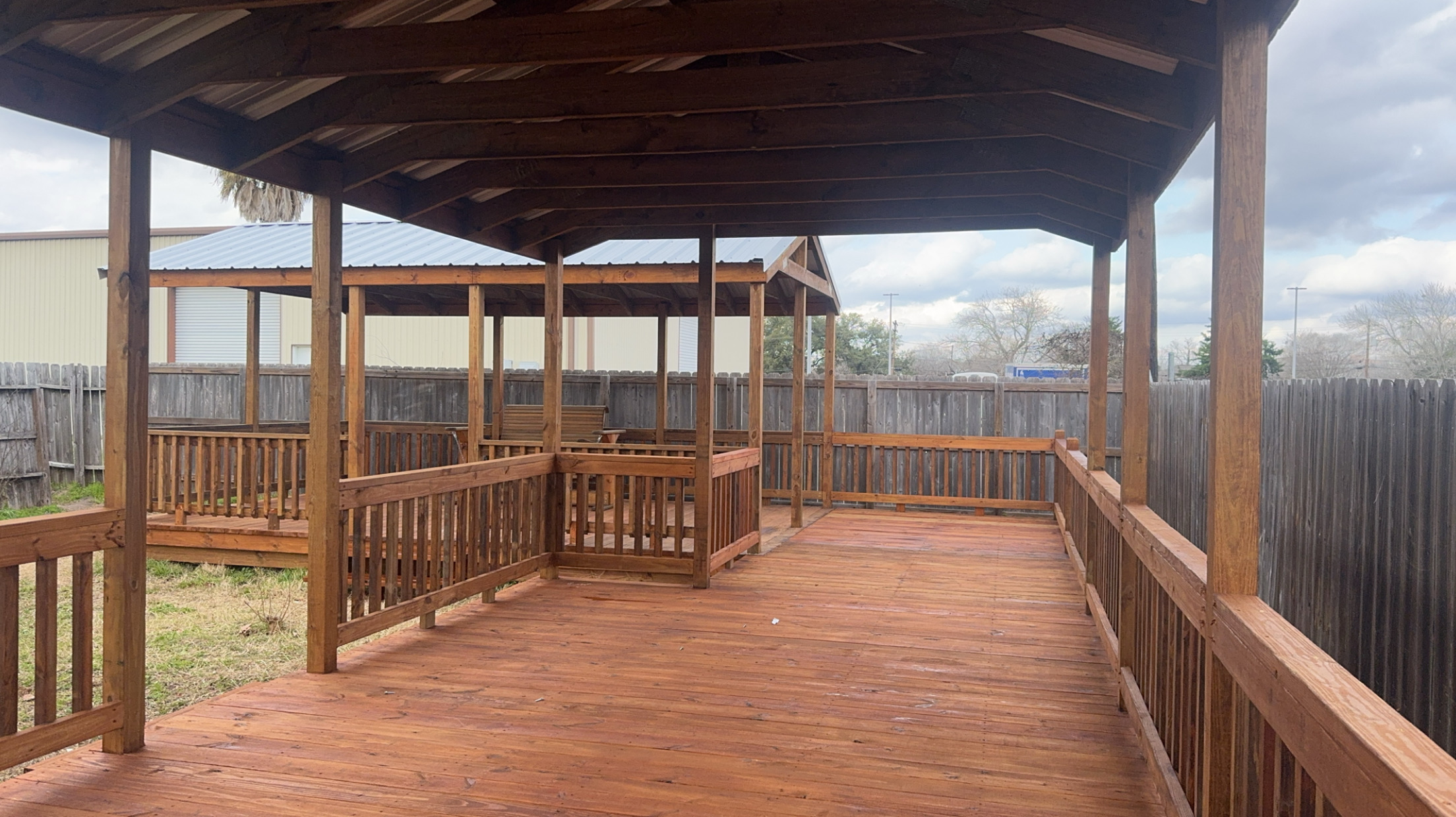 Deck with a shaded pergola