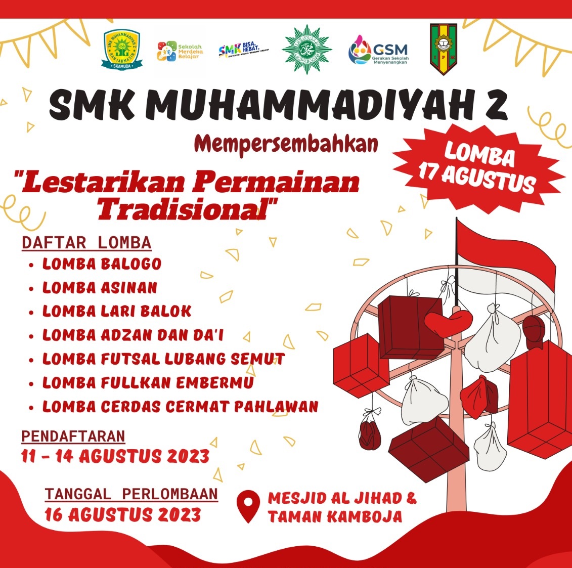 Read more about the article SAMBUT HUT RI KE-78 SMK MUHAMMADIYAH 2 BANJARMASIN MERAMAIKAN KEGIATAN LOMBA 17-AN