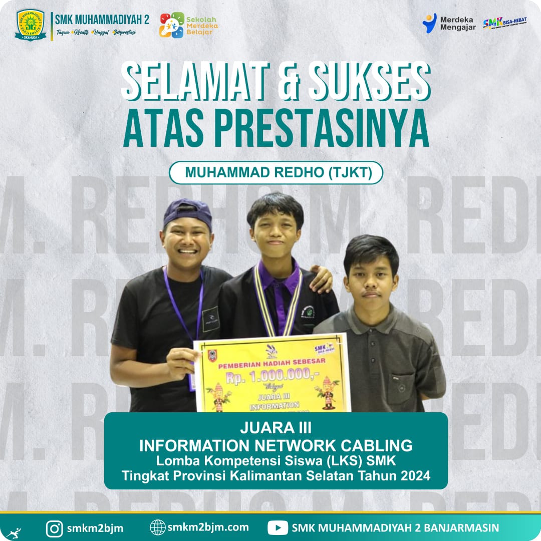 Read more about the article CONGRATULITIONS SISWA SMK MUHAMMADIYAH 2 BANJARMASIN PADA LOMBA LKS MERAIH JUARA III