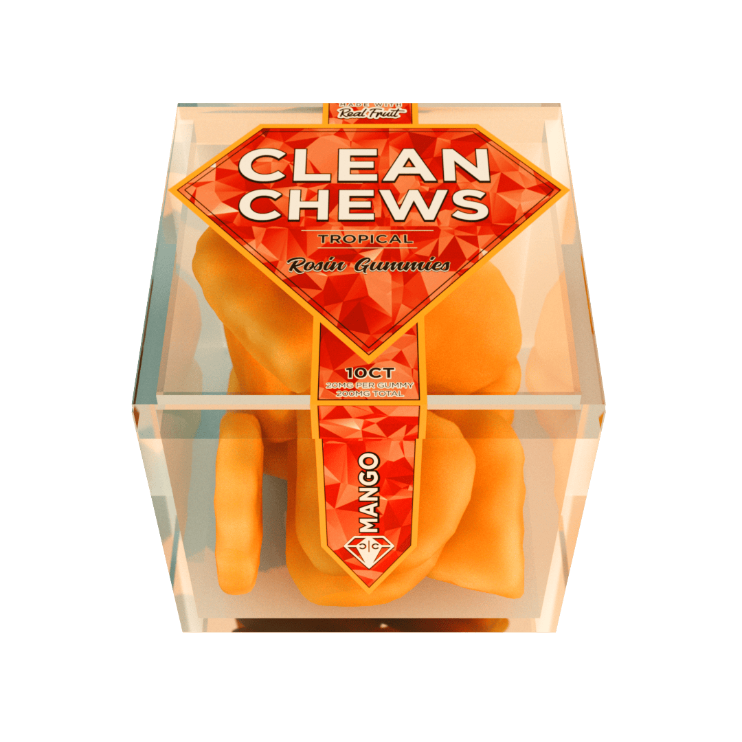 Mango Clean Chews scented smoke odor eliminator candle with juicy tropical mango fragrance formulated to eliminate smoke and indoor odors.