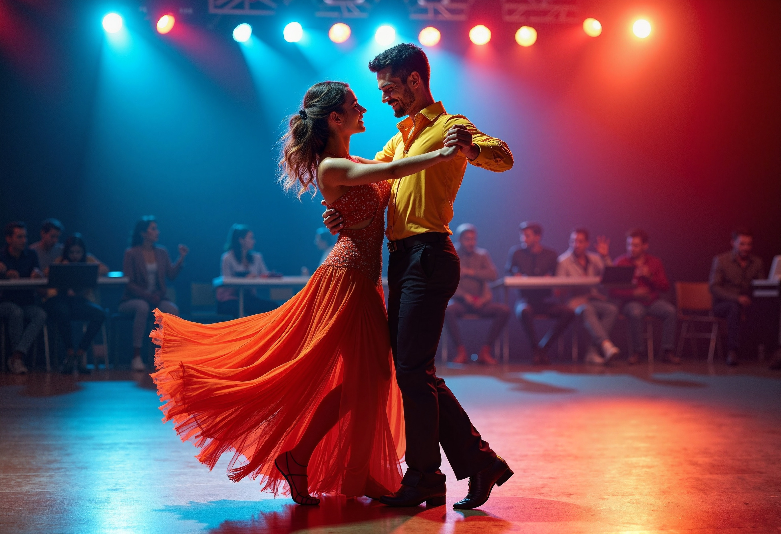A couple enjoying partner dancing together at a social dance