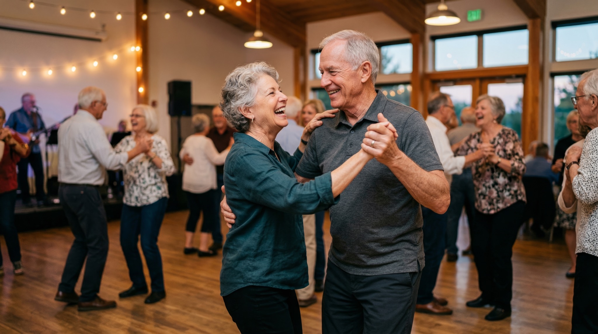 Guests dancing together at a private celebration