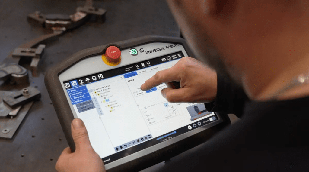 Alusteel Cobot Case Story 3 welder setting parameters on the teach pad