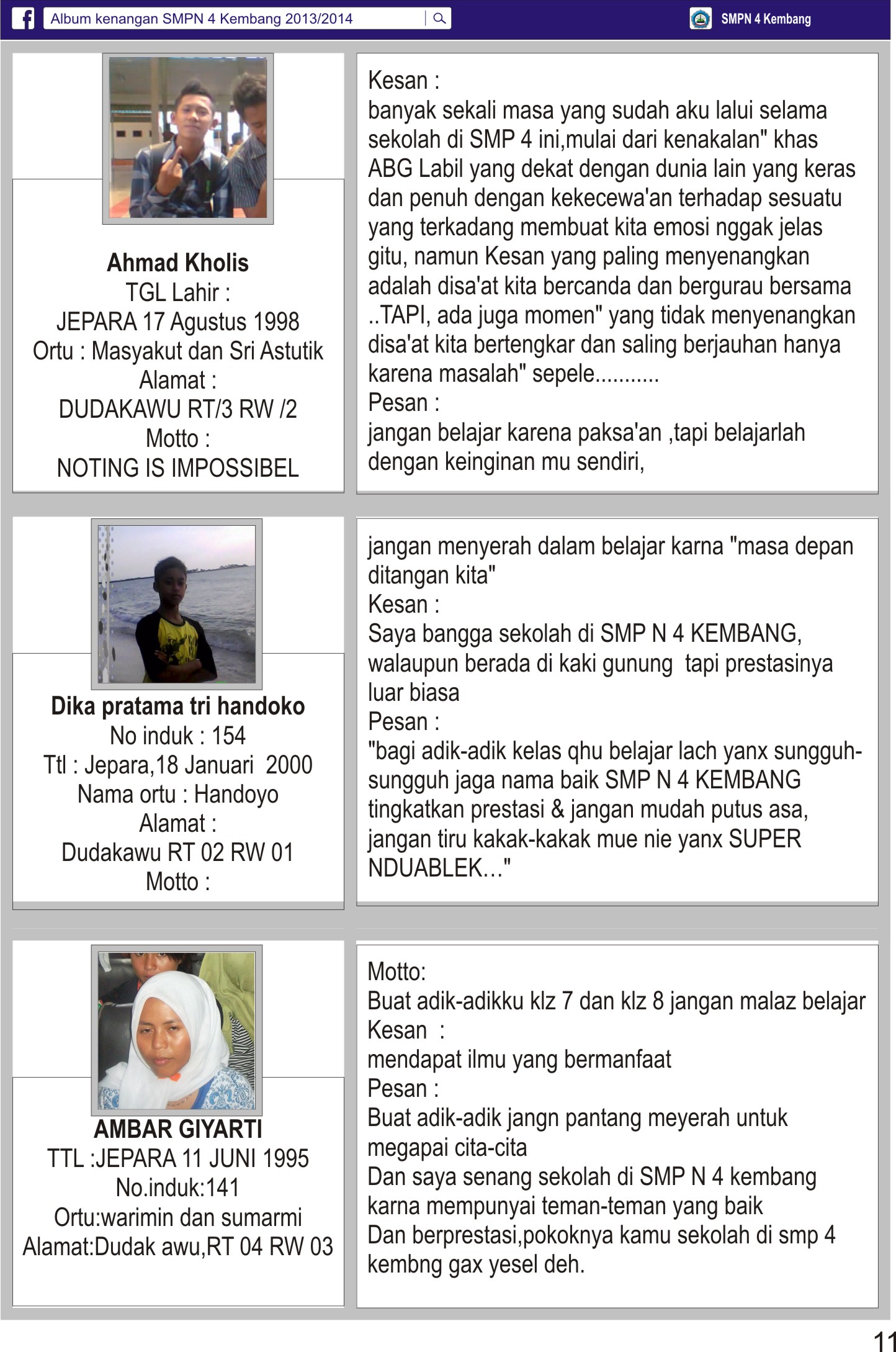 contoh kesan pesan album kenangan sekolah guru galeri from gurugaleri.com. Juni 2014 Smpn 4 Kembang