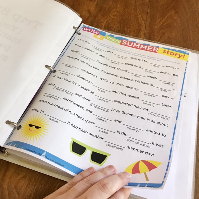 Summer Story MadLibs Printable