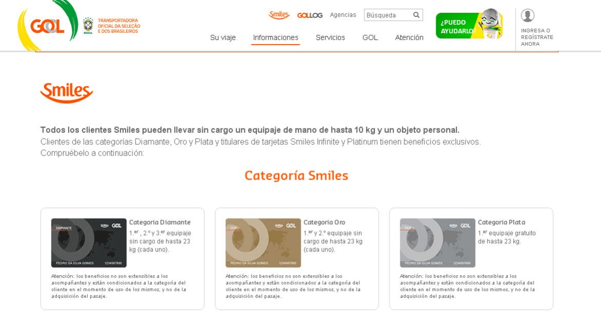 EQUIPAJE: normas en vuelos de GOL comprados, o canjeados por millas en  SMILES – Ratamundo.com