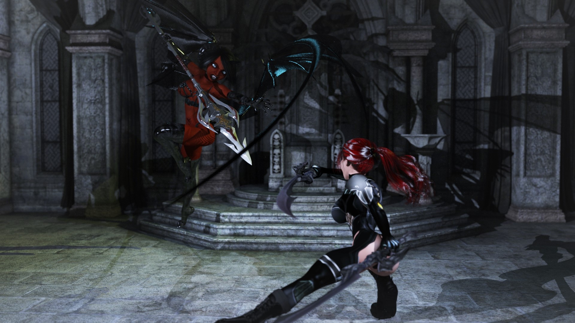 Sonja.Red battles Lilith the succubus.