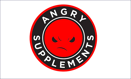 Angry Supplements logo with a red angry face and black and white text.