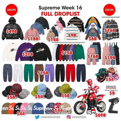 Dickies × SUPREME WEEK16 国内12月7日発売予定アイテム/販売