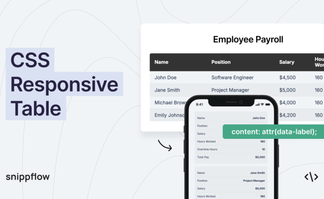 CSS Responsive Table | Snippflow.com