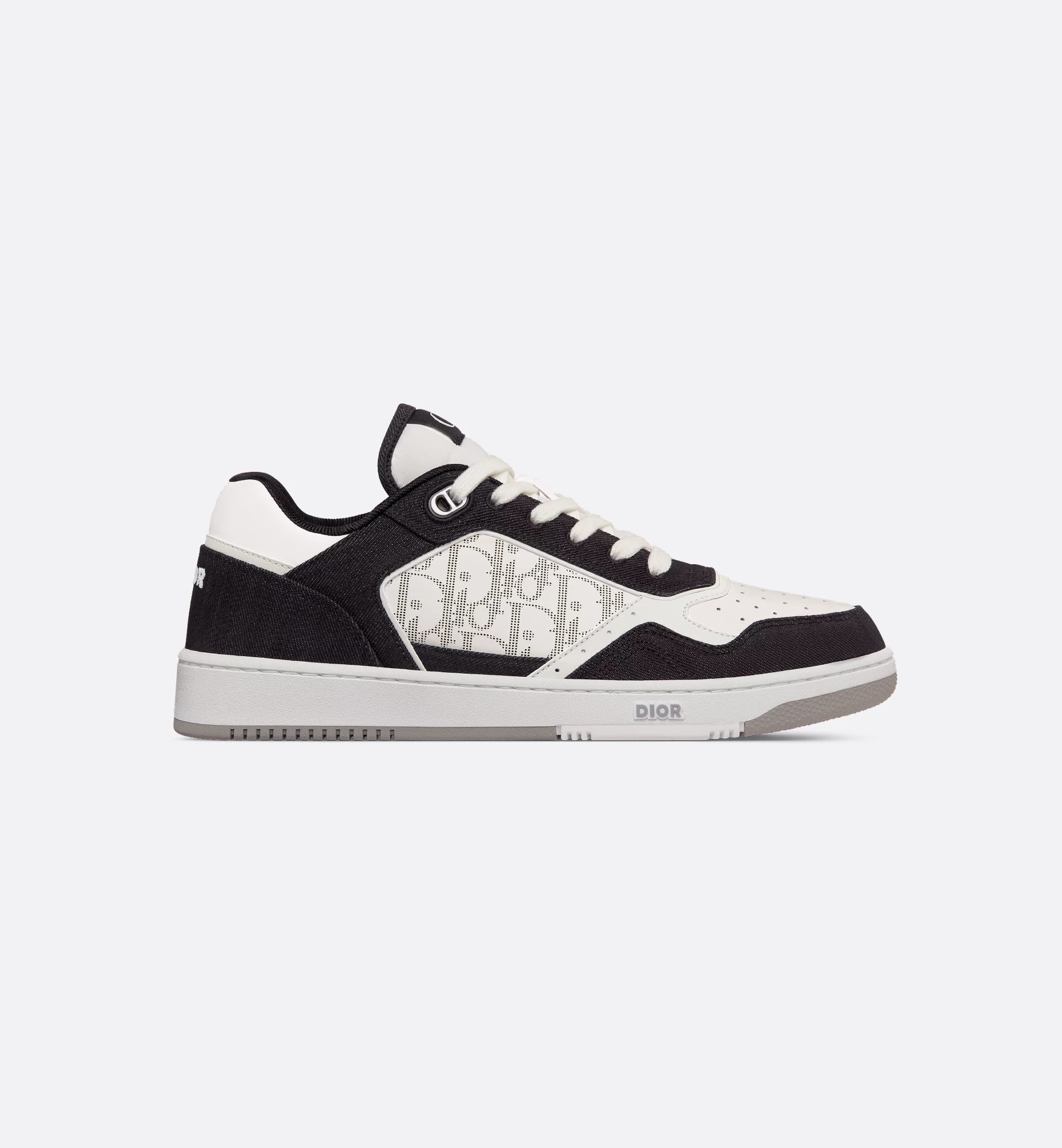 B27 Uptown Low-Top Sneaker White Smooth Calfskin, Black Denim and White Dior Oblique Galaxy Leather