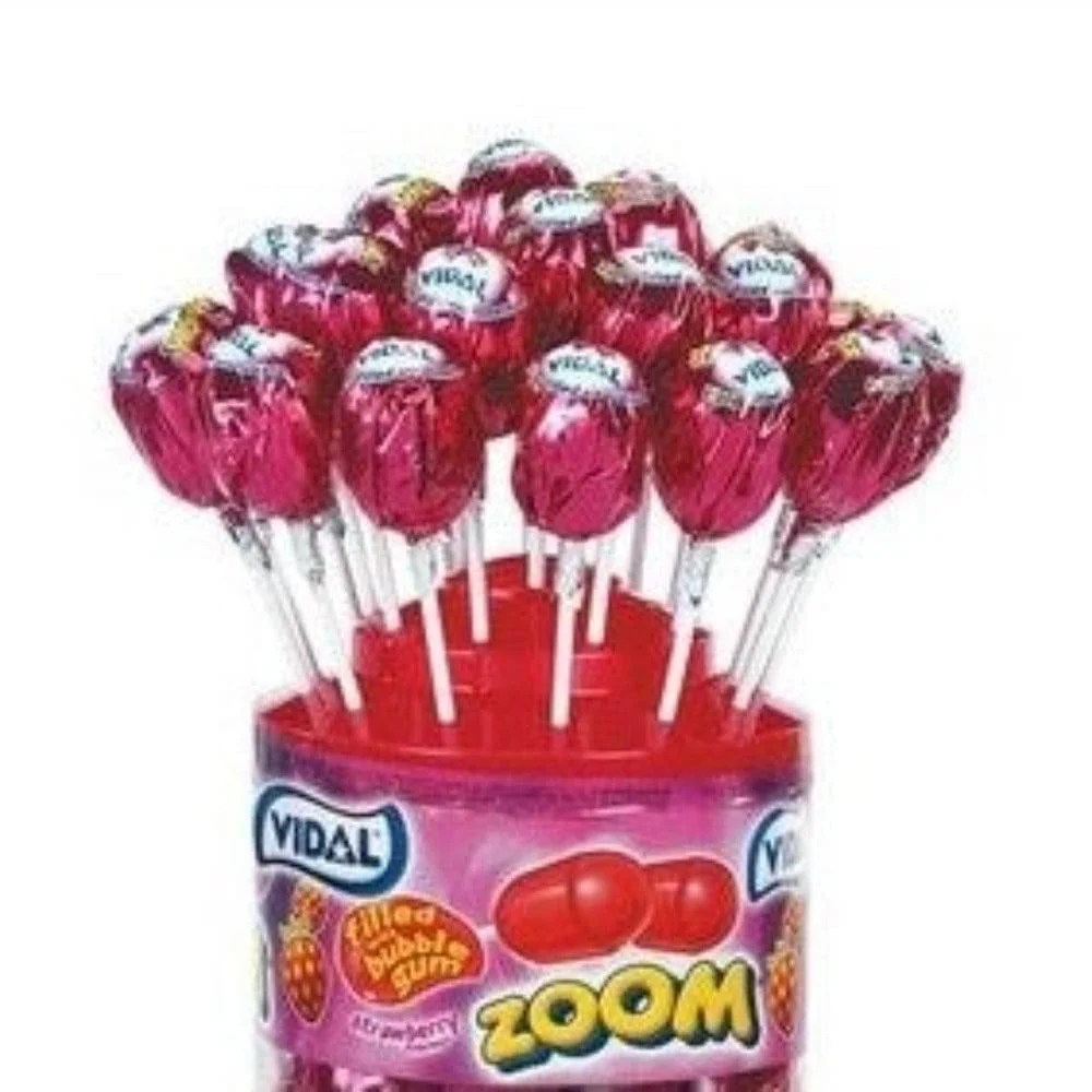 Vidal Zoom strawberry lolly met kauwgom 50 stuksx 25,86, foto 2 van 2