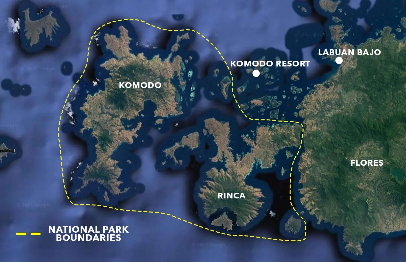 Komodo Island Map KNP Boundaries 