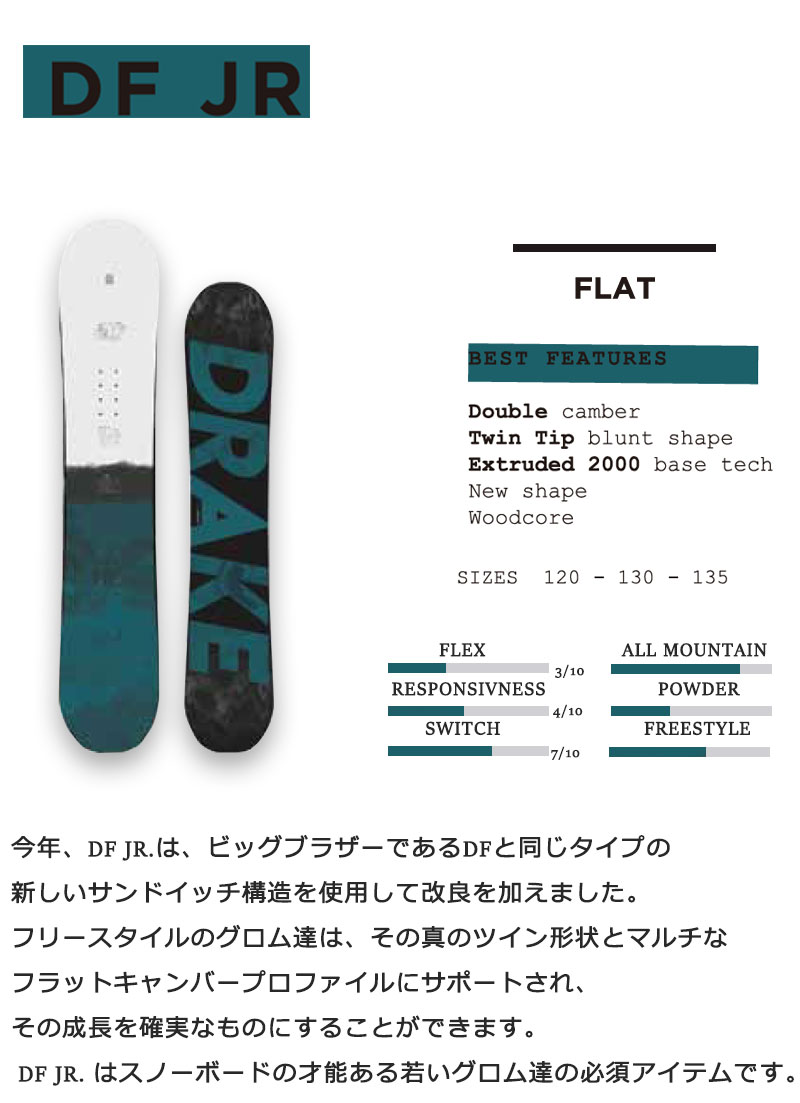 DRAKE ドレイク DF JR キッズ スノーボード 板 120cm 楽天市場】23-24 DRAKE / ドレイク DF JR ディーエフ ジュニア