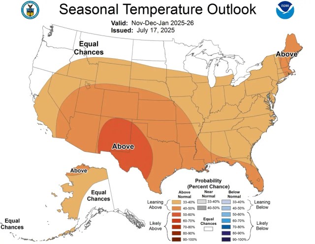 NDJ temperature outlook. Image: NOAA