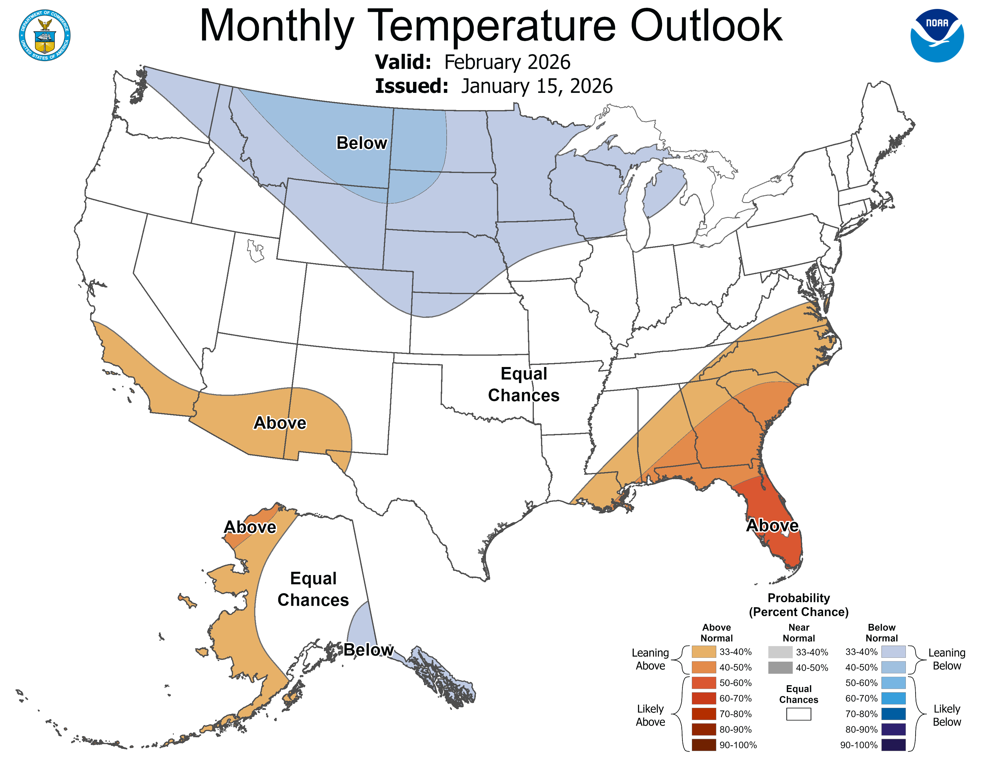 February 2026 temperature outlook. | Image: NOAA