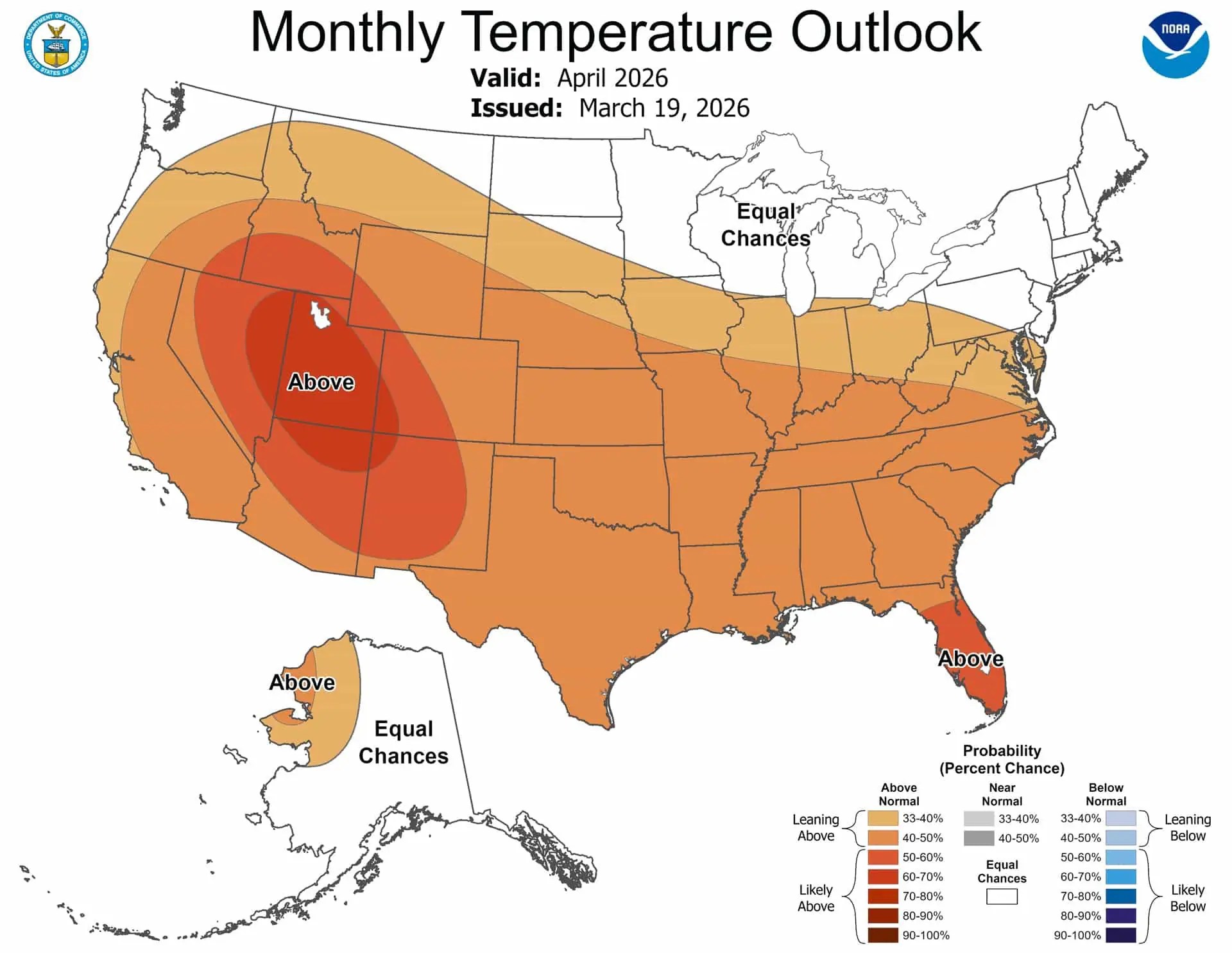 April 2026 Temperature Outlook. | Image: NOAA