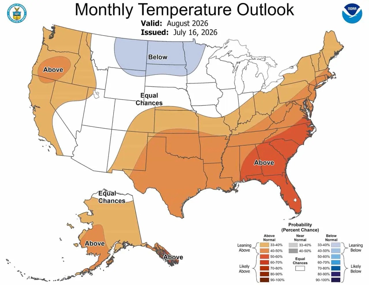 August 2026 temperature outlook