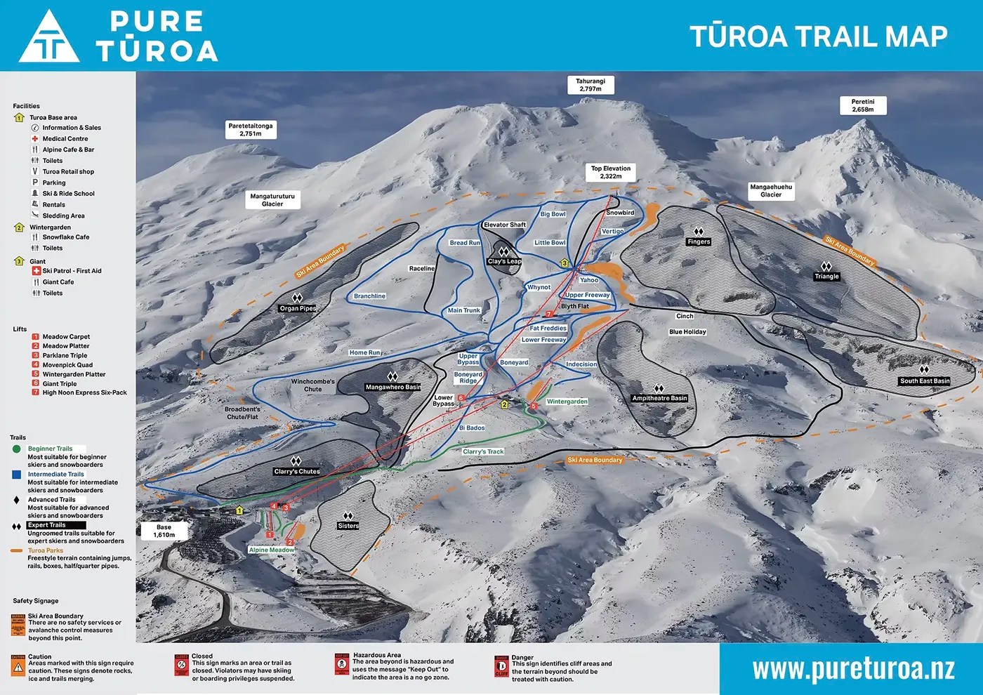 T Roa Ski Area Mt Ruapehu Snowfall 2024 Turoa Trail Map.webp