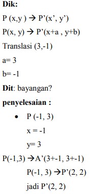 Translasi sebelum mempelajari materi translasi, perhatikan transformasi pada titik a(x, y) berikut. Contoh Soal Transformasi Geometri Translasi Refleksi Rotasi Dilatasi
