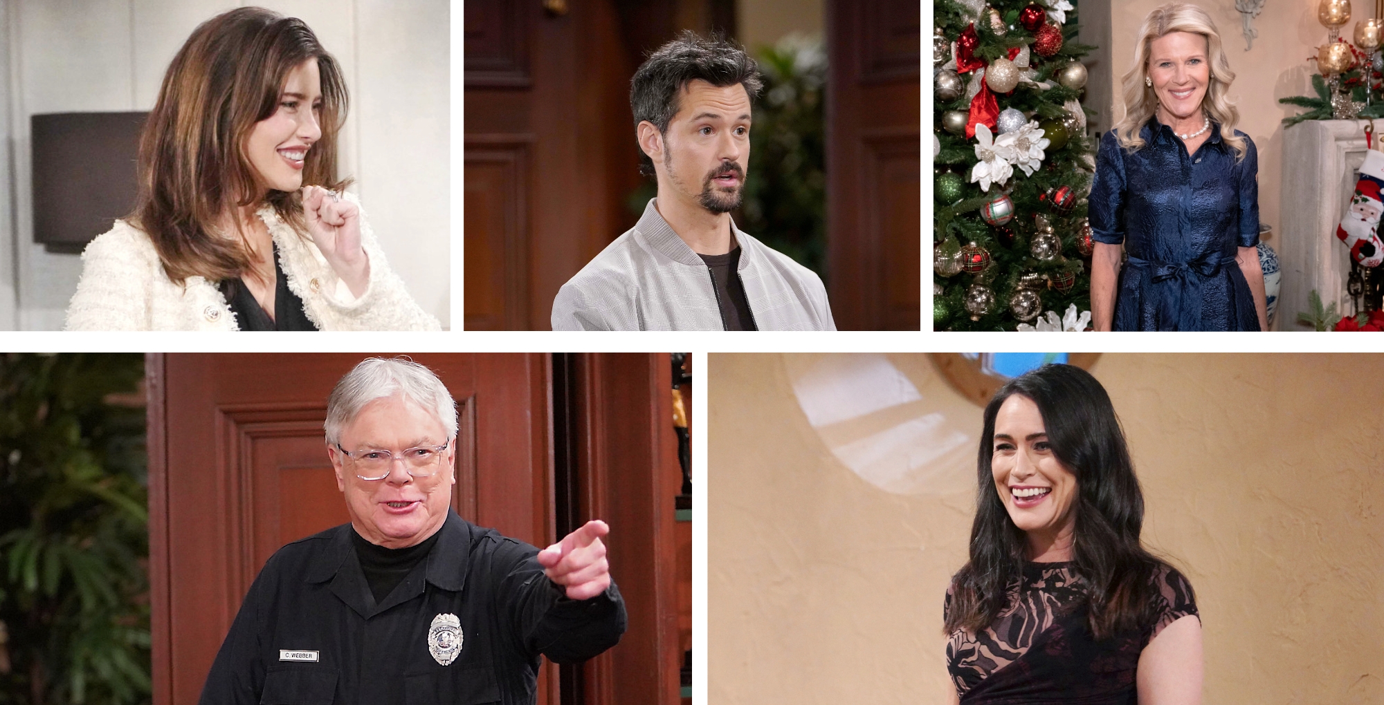 The Bold and the Beautiful Steffy, Thomas, Pam, Charlie, and Quinn.