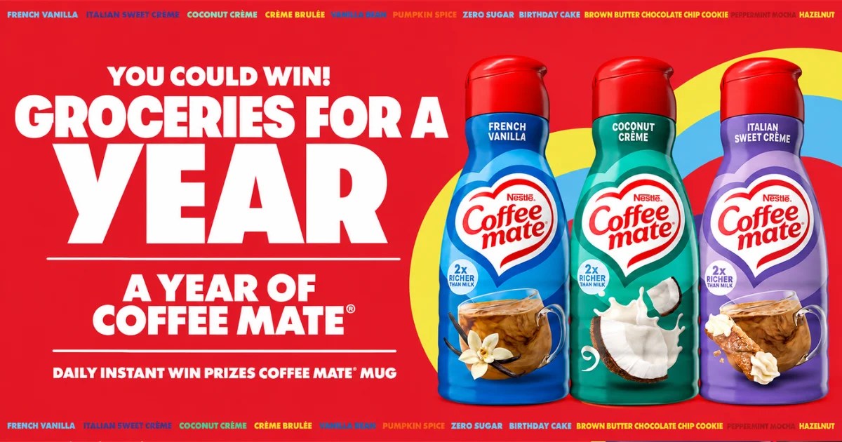 Sweepstakes! Win FREE Groceries for a Year, FREE Coffee Mate for a Year & More