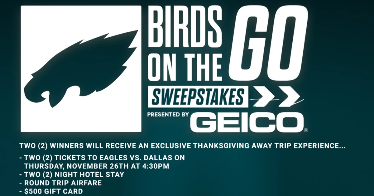 Sweepstakes! Win a Trip for Two to the Philadelphia Eagles vs. Dallas Cowboys Game on 11/26 + $500
