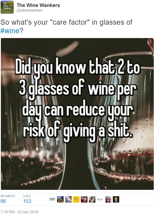 WineWankers Giving a shit risk decrease wine
