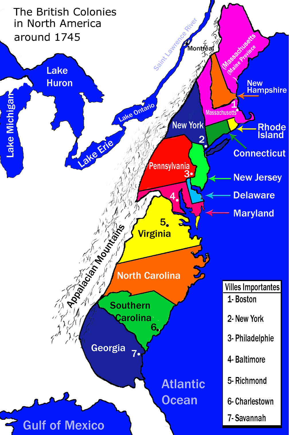 13 Colonies Map With Appalachian Mountains 13colonies 