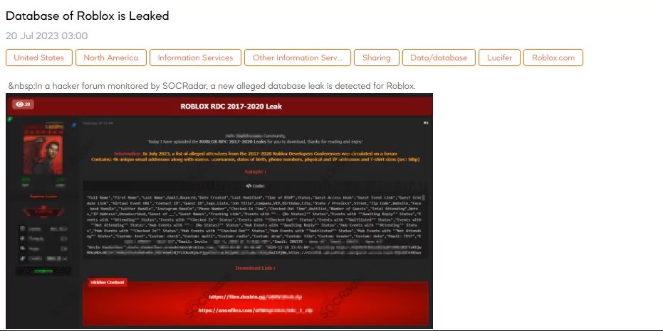 Roblox Data Breach Access Sales And Global Leaks Roblox Database 