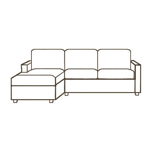 Diagram showing the left part of the corner sofa coming out when the sofa has its back against the wall. this picture will help you to decide if you need a left or right sided sofa.