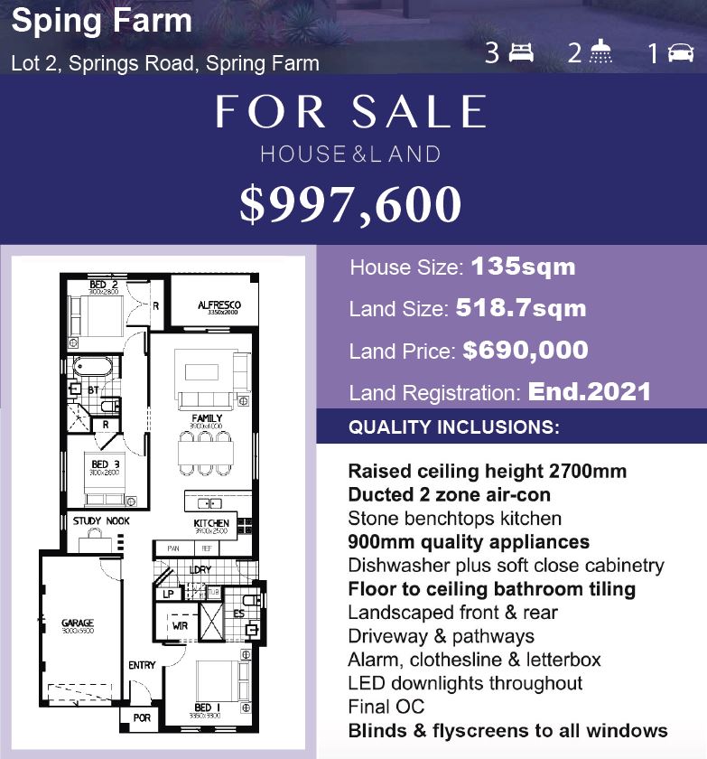 Spring farm house and land package sale