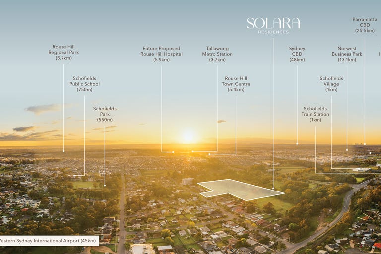 Solara Residences 公开项目航拍／区域示意；拍摄日期未注明，非实时施工记录。