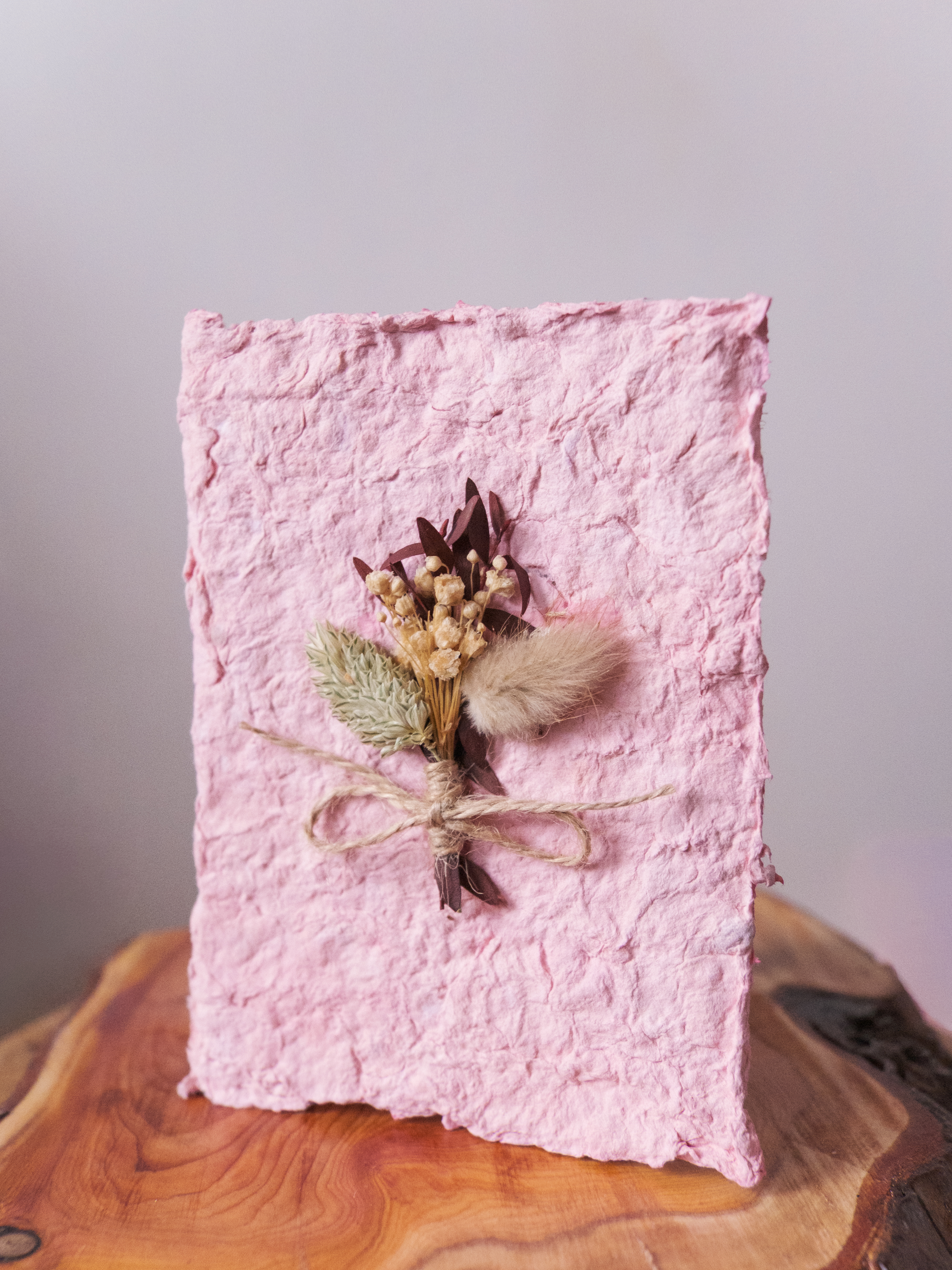 Handmade Recycled Paper Greeting Card with Dried Flower Bouquet – Eco Friendly Card by Sofie Redfern