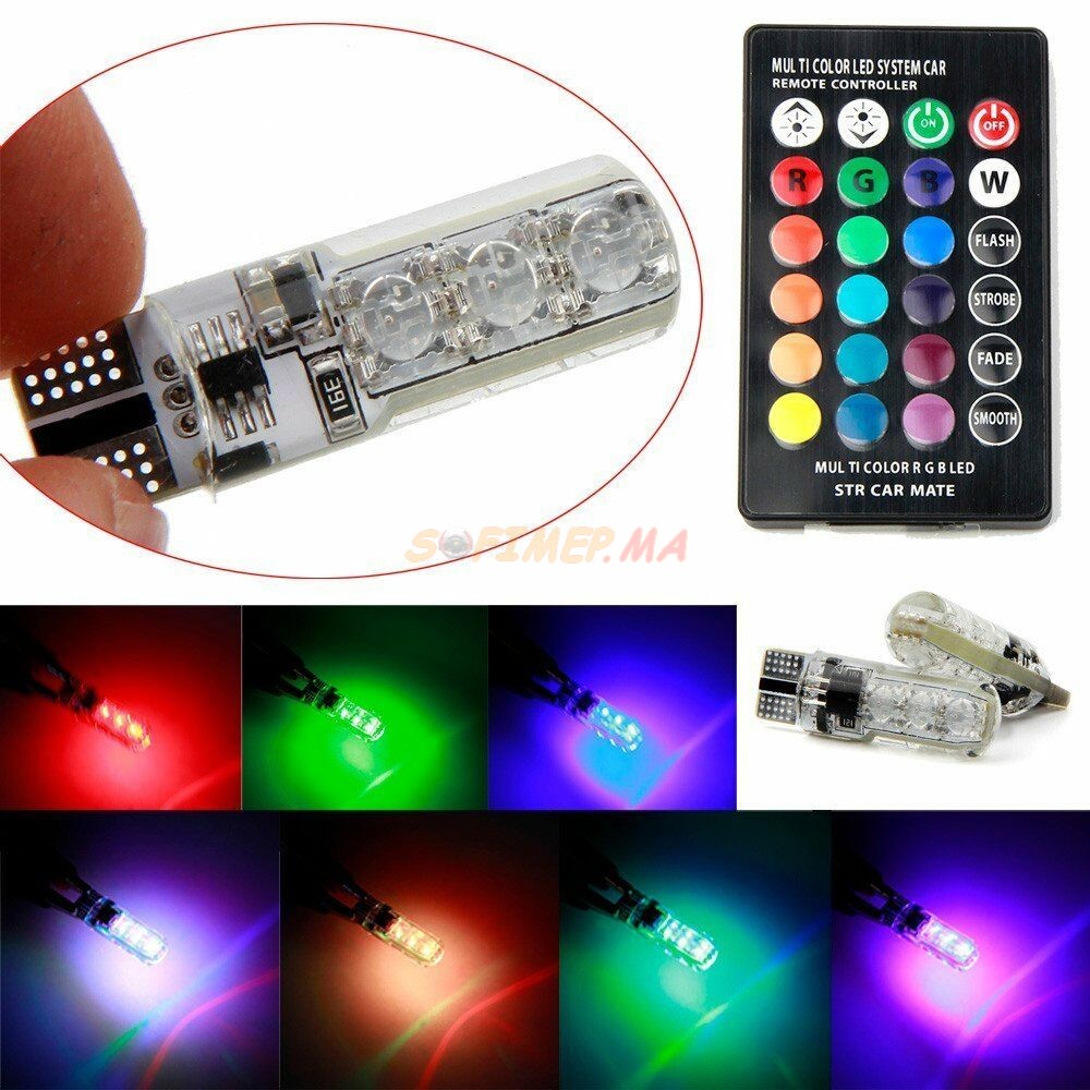 Ampoule télécommande compatible avec toutes les voitures multicouleur accessoire voiture maroc