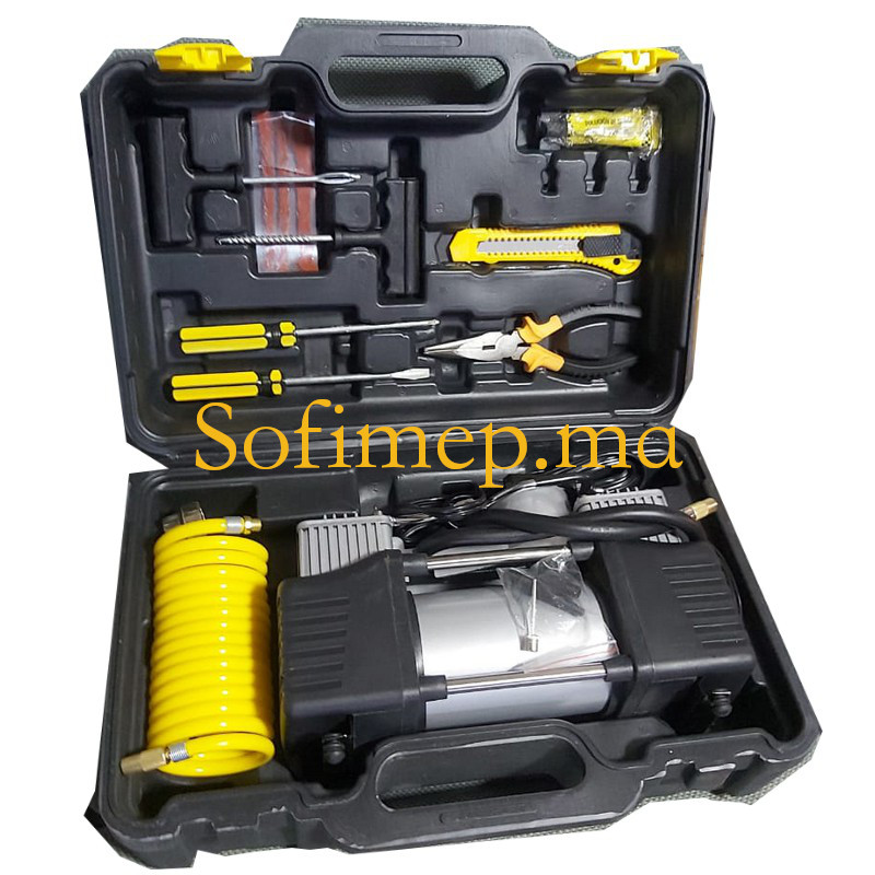 Compresseur-Gonfleur-kit-Reparation-Crevaison accessoire auto maroc