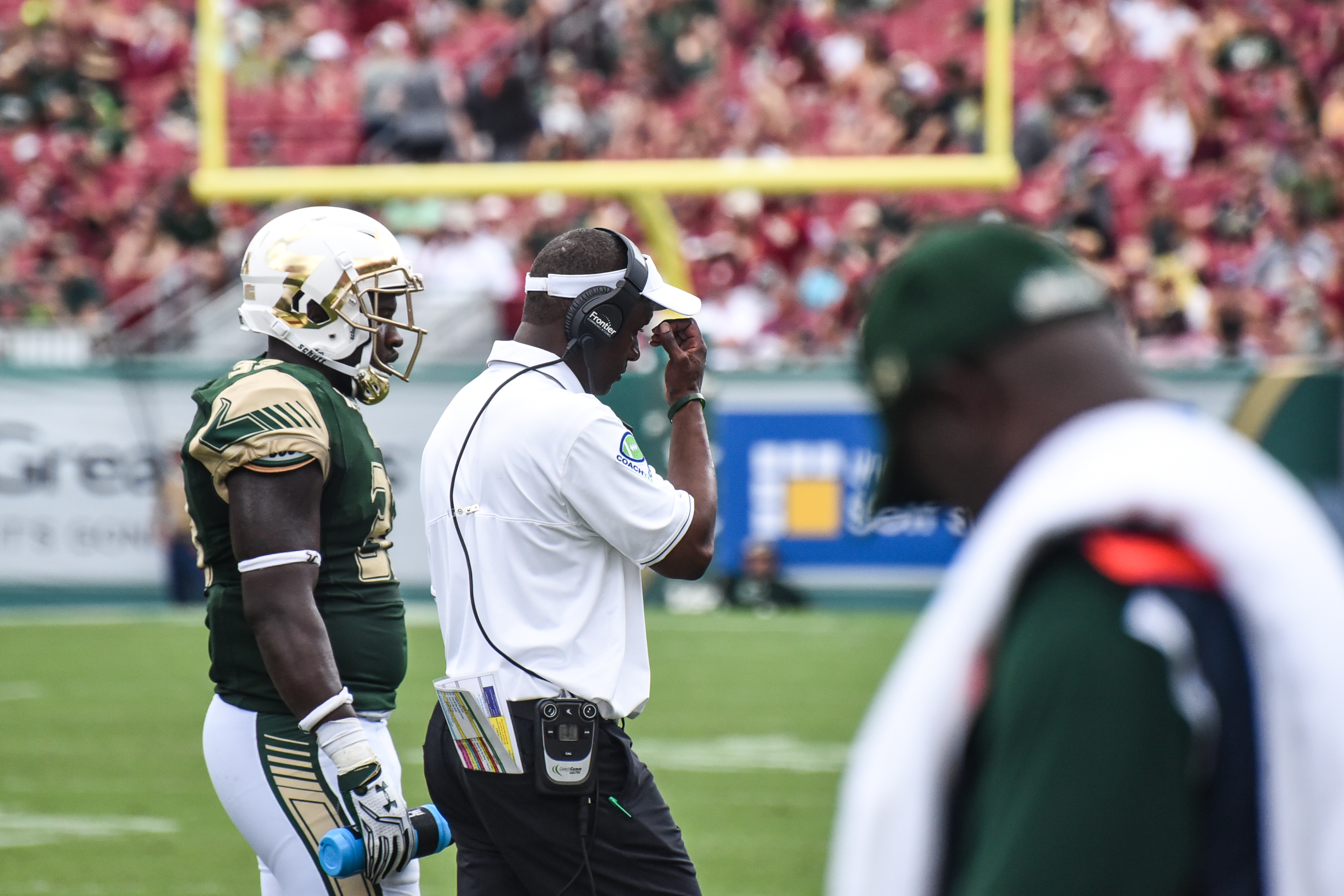 FSU vs USF 2016 101 - Willie Taggart with Cecil Cherry on the sideline by Dennis Akers (3779x2519)